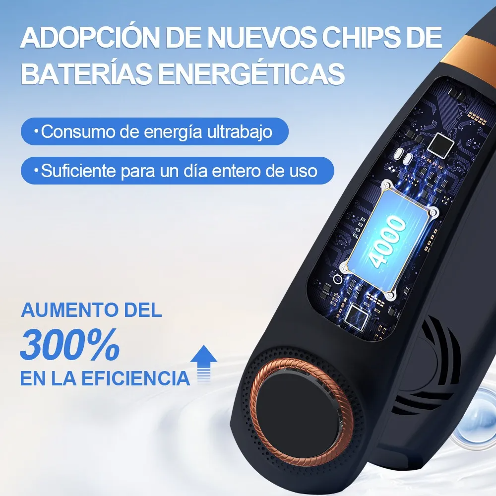 Ventilador De Cuello Usb 5 Modos Con Porcelana De Hielo+ Luz