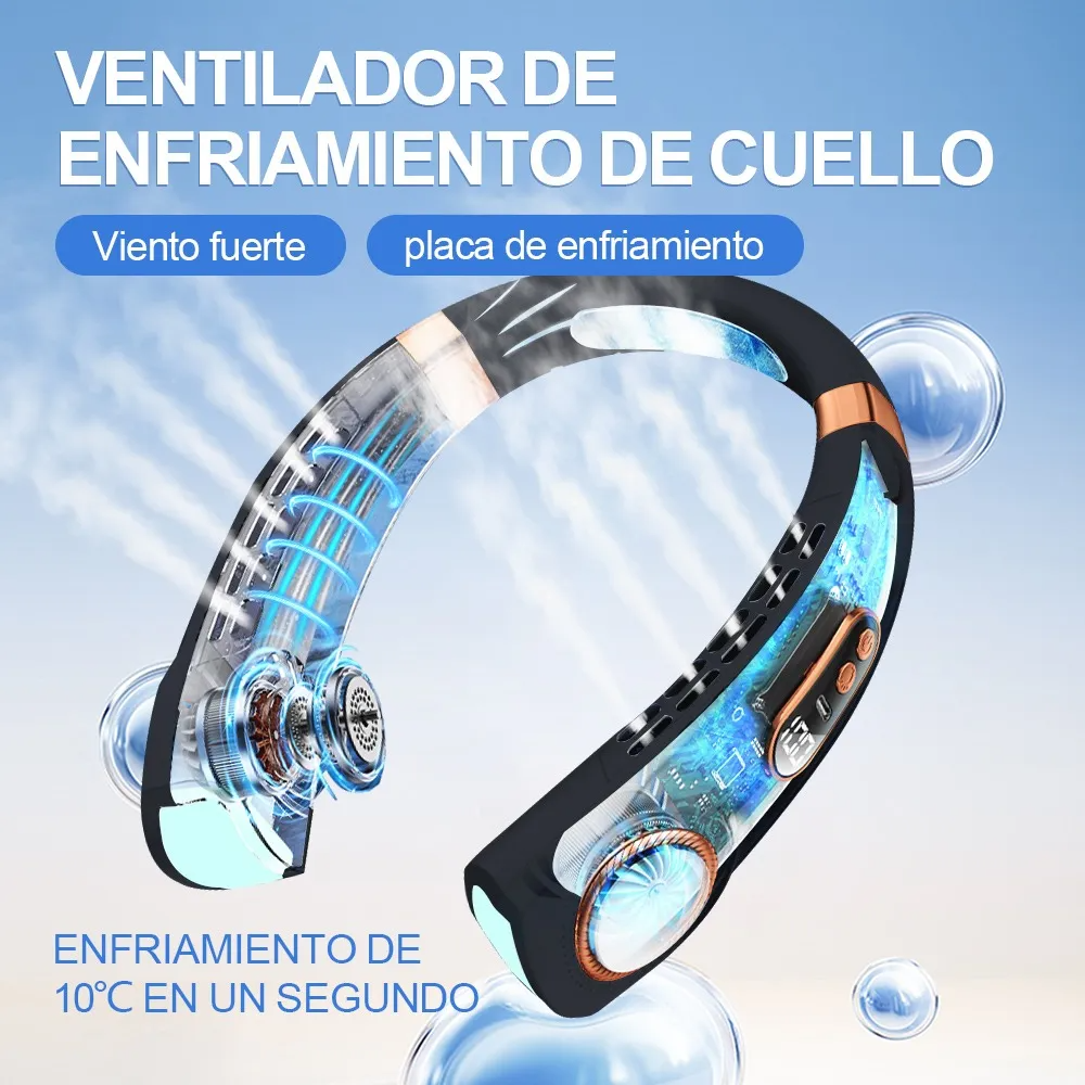 Ventilador De Cuello Usb 5 Modos Con Porcelana De Hielo+ Luz