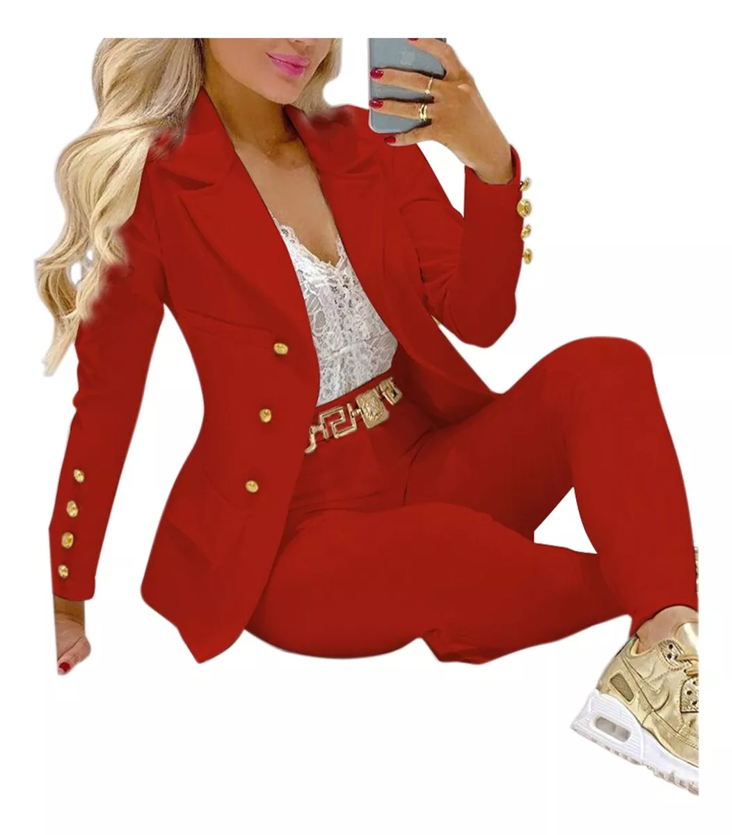 Conjunto 2 Piezas Traje Para Mujer Blazer Y Pantalón