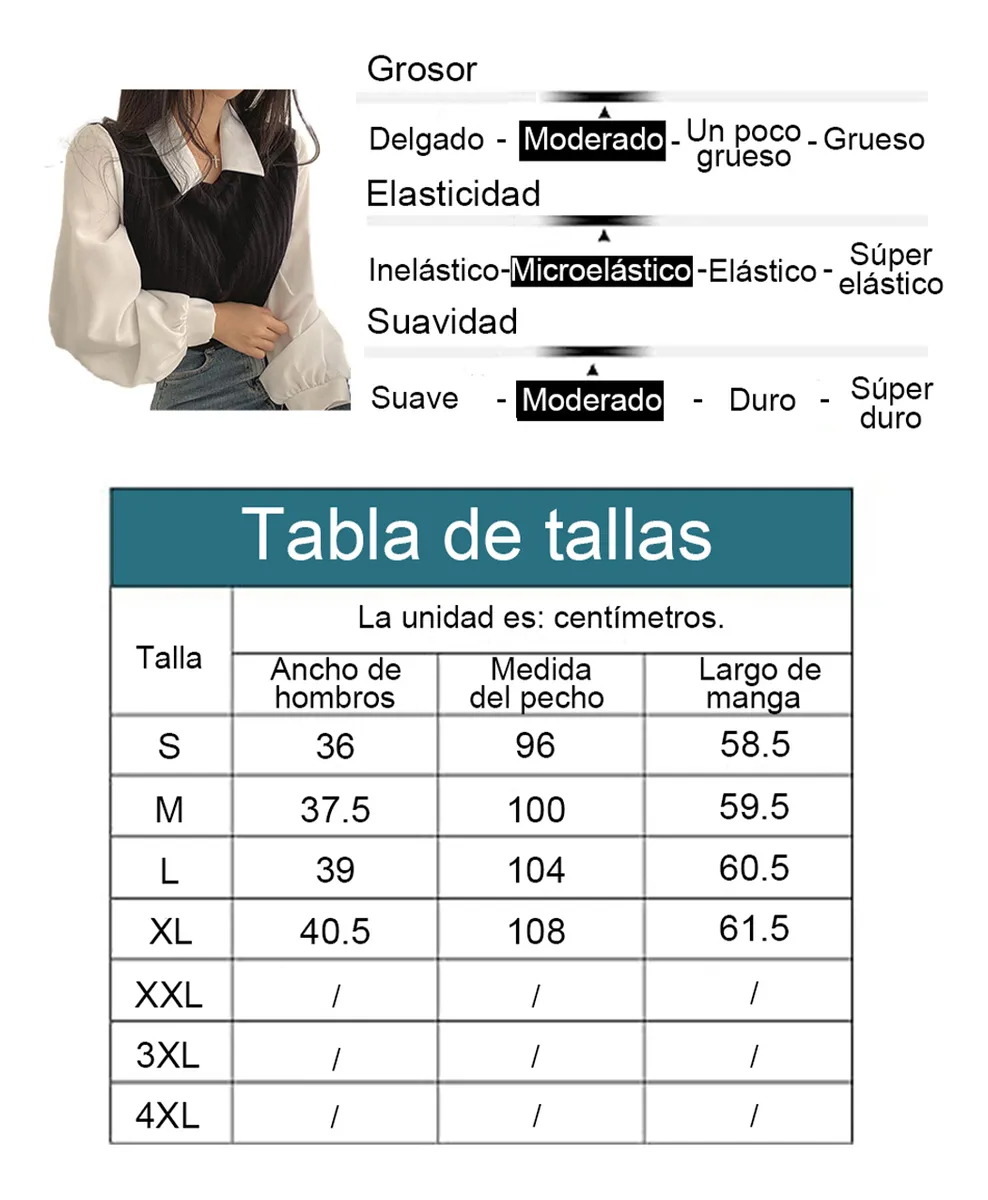 2pc Blusa Blanca Y Negra De Mujer, Camisa Informal De Calle TALLA S