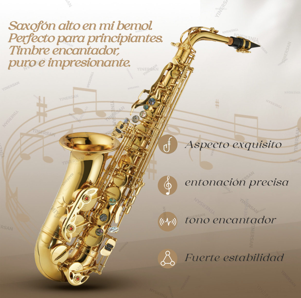 Saxofón Alto En Mi Bemol Para Principiantes Y Adultos 66cm