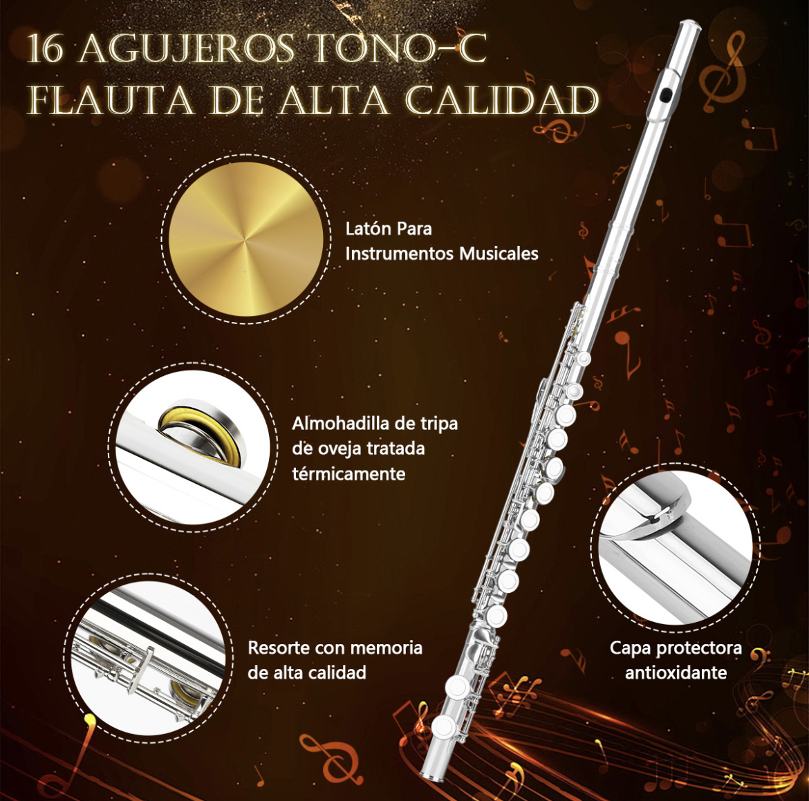 Flauta Transversal De 16 Llaves En Clave De Do Instrumentos