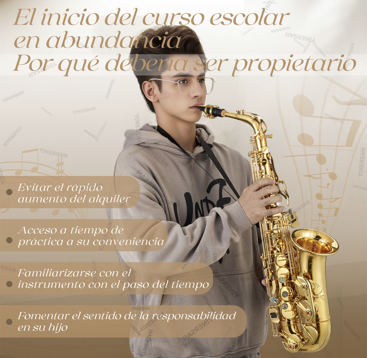 Saxofón Alto En Mi Bemol Para Principiantes Y Adultos 66cm