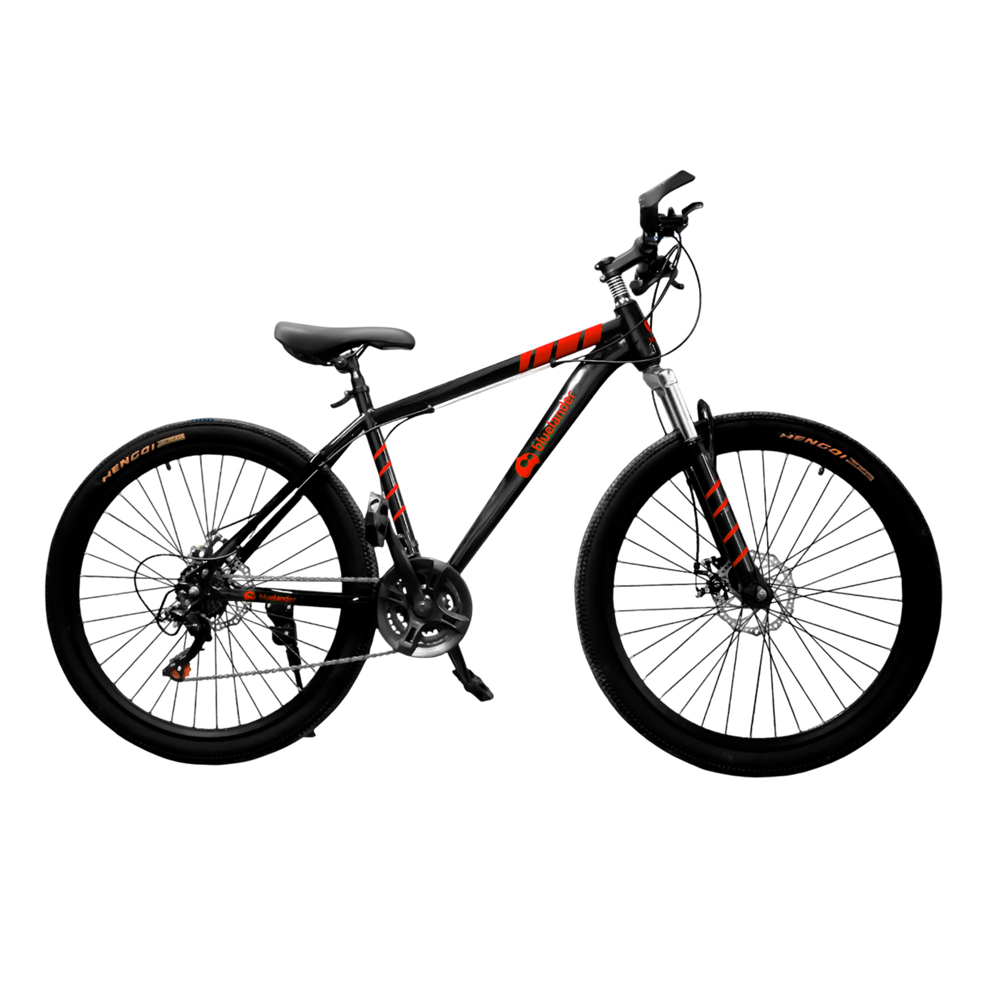 Bicicleta de Montaña Rodada 29 de 21 Velocidades Doble Freno, Negro/Rojo Bluelander 