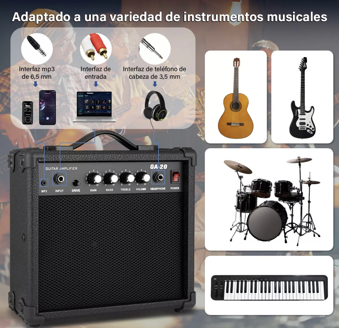 Amplificador Flexiverse 20w Guitarra/bajo Eléctrico
