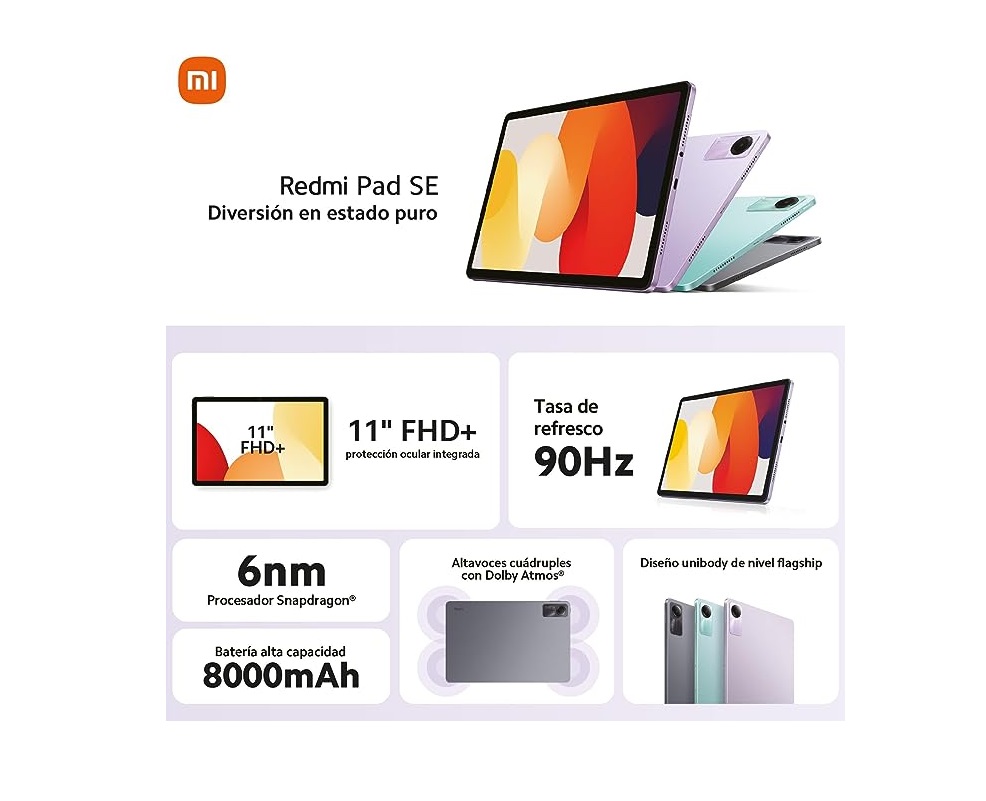 Tablet Xiaomi Redmi PAD SE 128Gb 4Ram Color Lavanda Nnuevo Libre