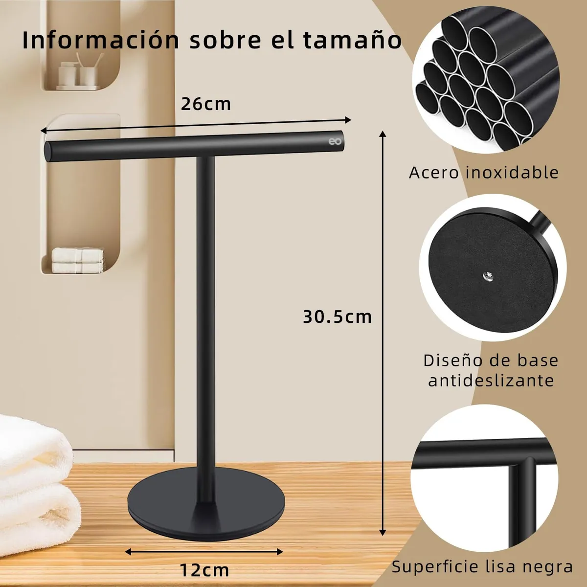 Soporte Para Toallas De Mano En Forma De T, Toallero Negro