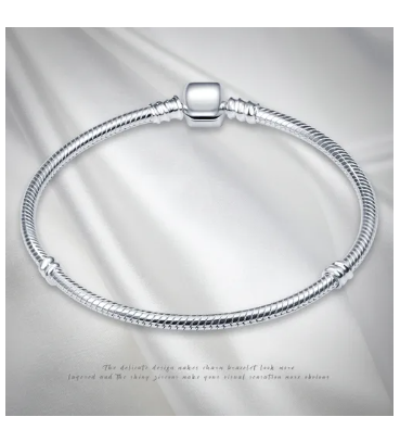 Pulsera De Plata 925 De Serpiente For Dijes Charm Color Silver 19 Largo 19 Cm