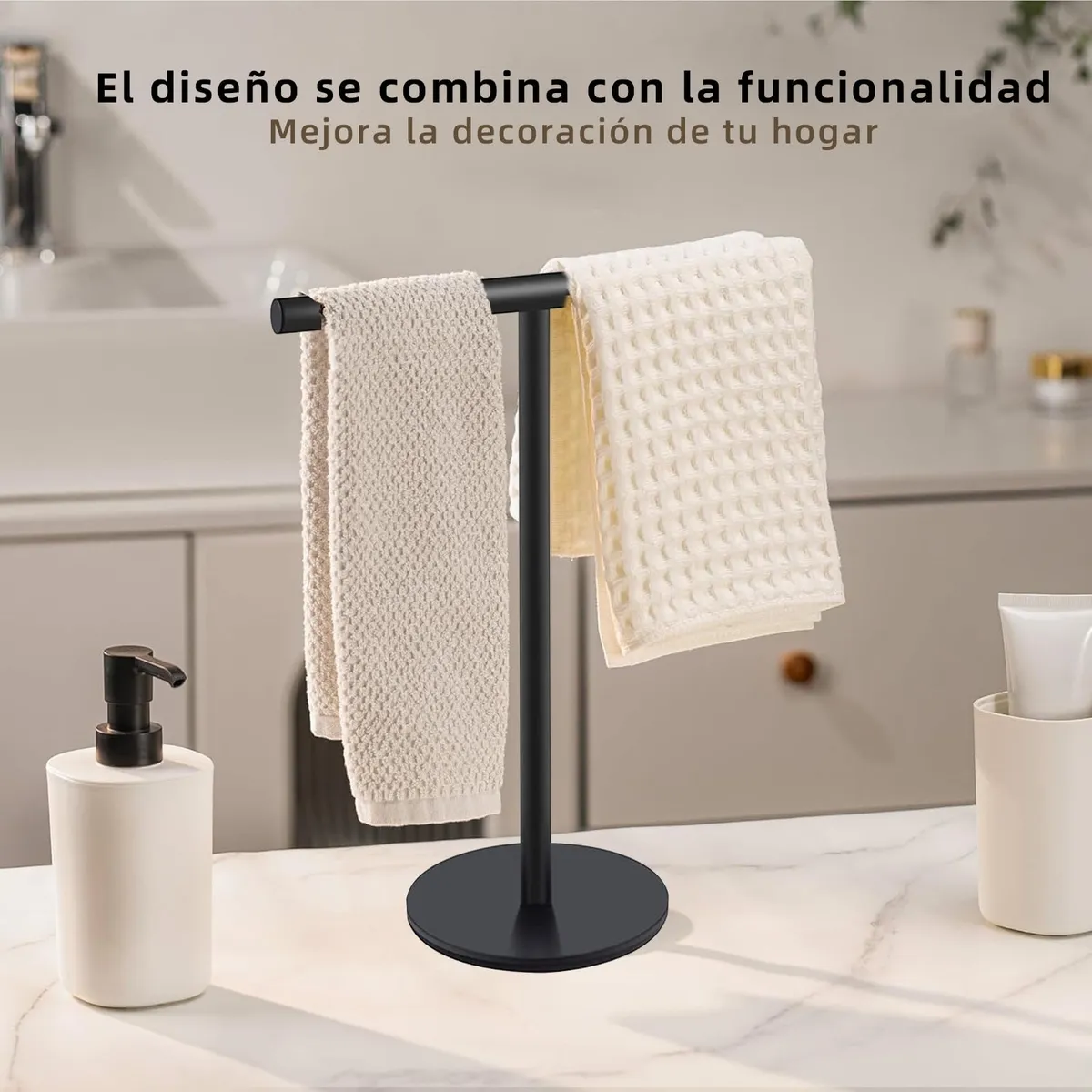 Soporte Para Toallas De Mano En Forma De T, Toallero Negro