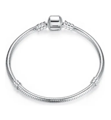 Pulsera De Plata 925 De Serpiente For Dijes Charm Color Silver 19 Largo 19 Cm