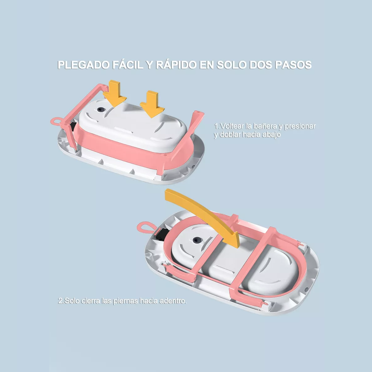 Bañera Bebe Plegable Portatil Tina Con Cojin Y Termometro Rosa