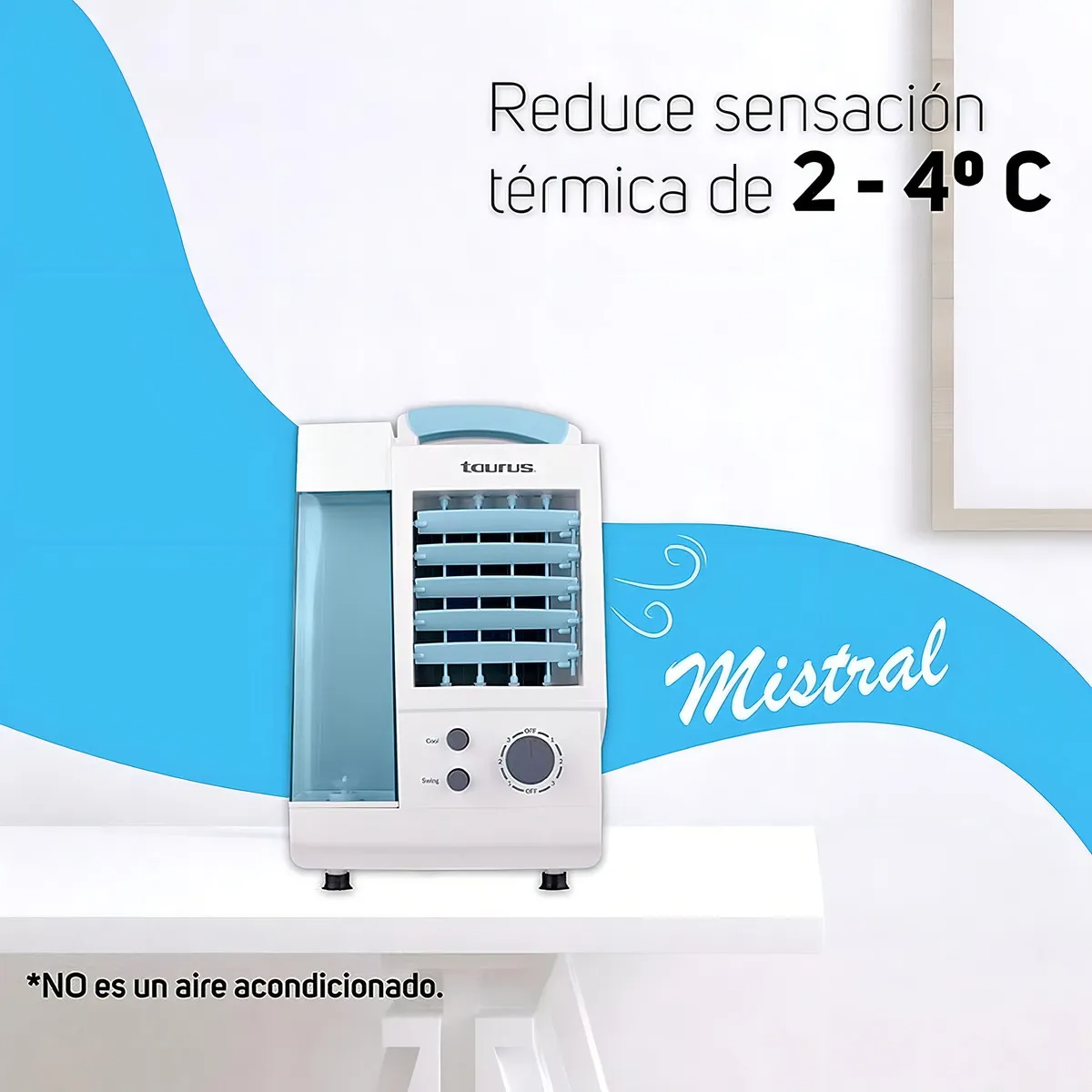 Aire Lavado Taurus Mistral, Purifica Y Enfría El Ambiente Color Azul