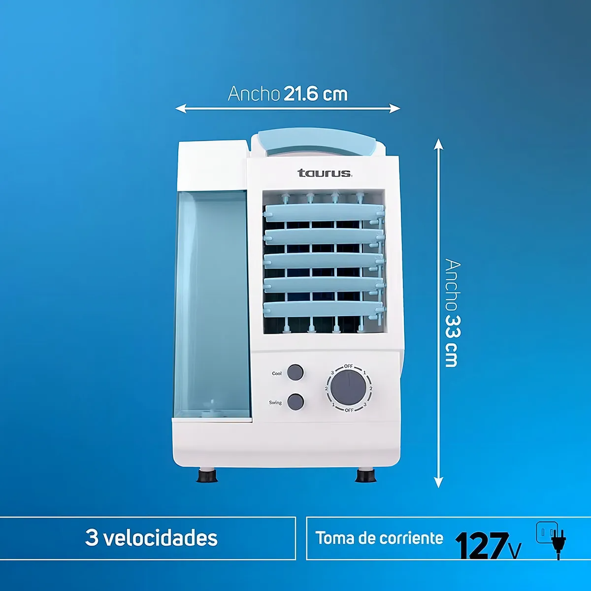Aire Lavado Taurus Mistral, Purifica Y Enfría El Ambiente Color Azul