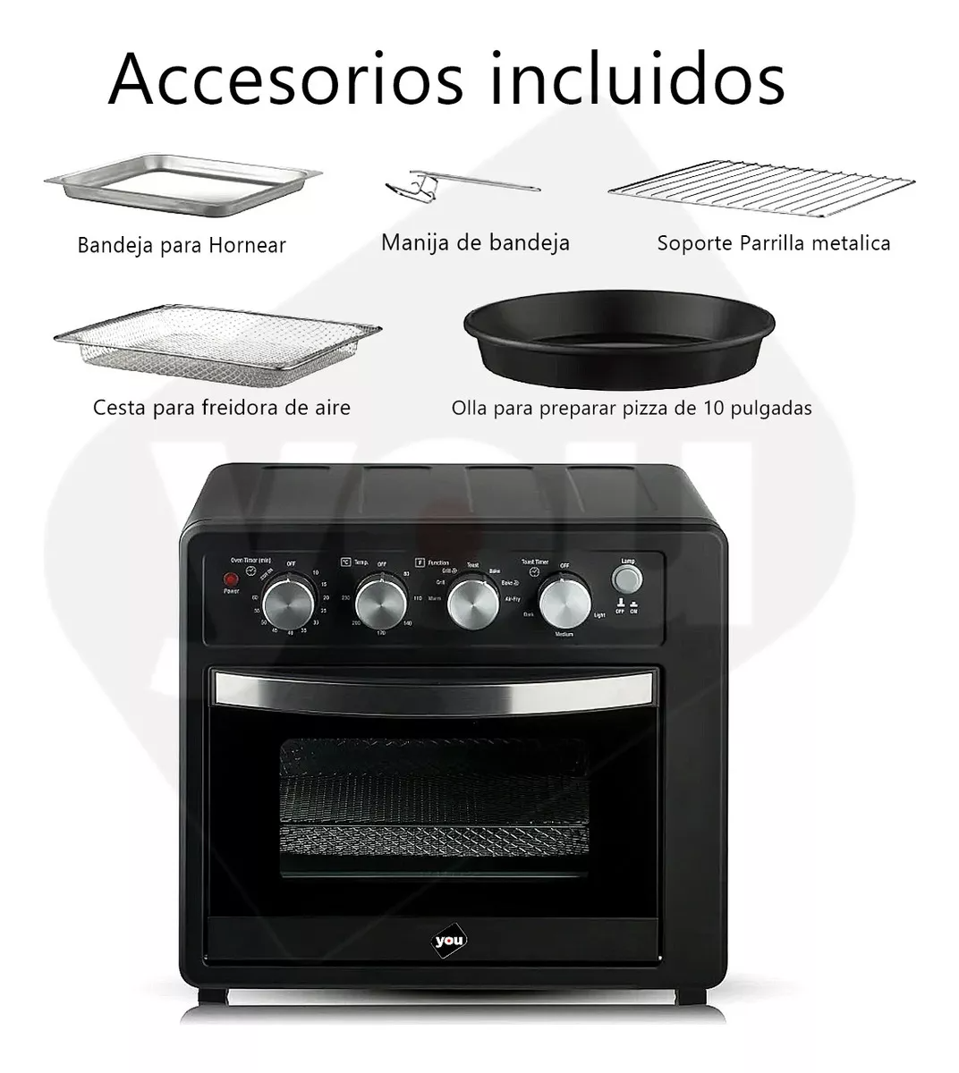Horno Electrico 3 En 1 Freidora De Aire Y Tostador 32l You Color Negro