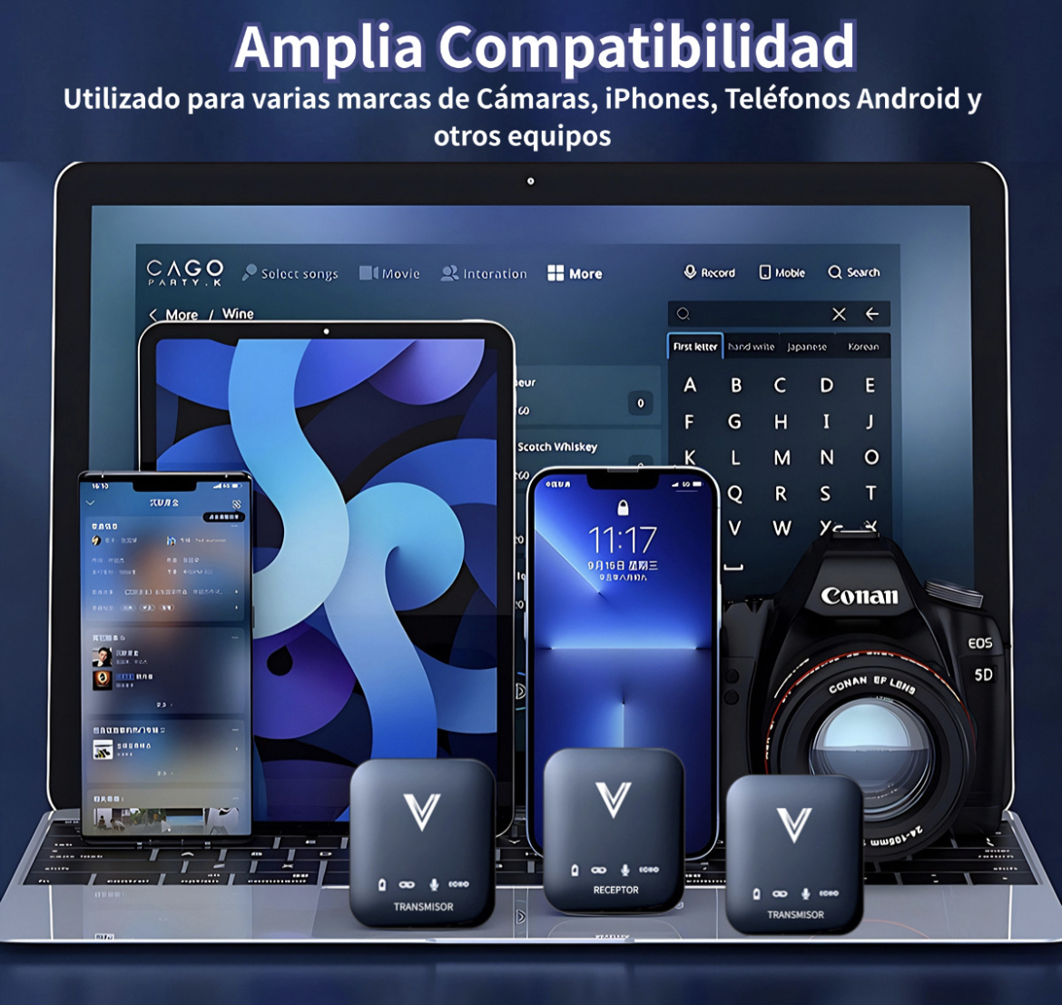 Micrófono Inalámbrico Profesional de Lavalier Solapa Para Iphone Android Celular Cámara Pc Gamer Micrófono Condensador Reducción De Ruido Con Batería de Gran Capacidad