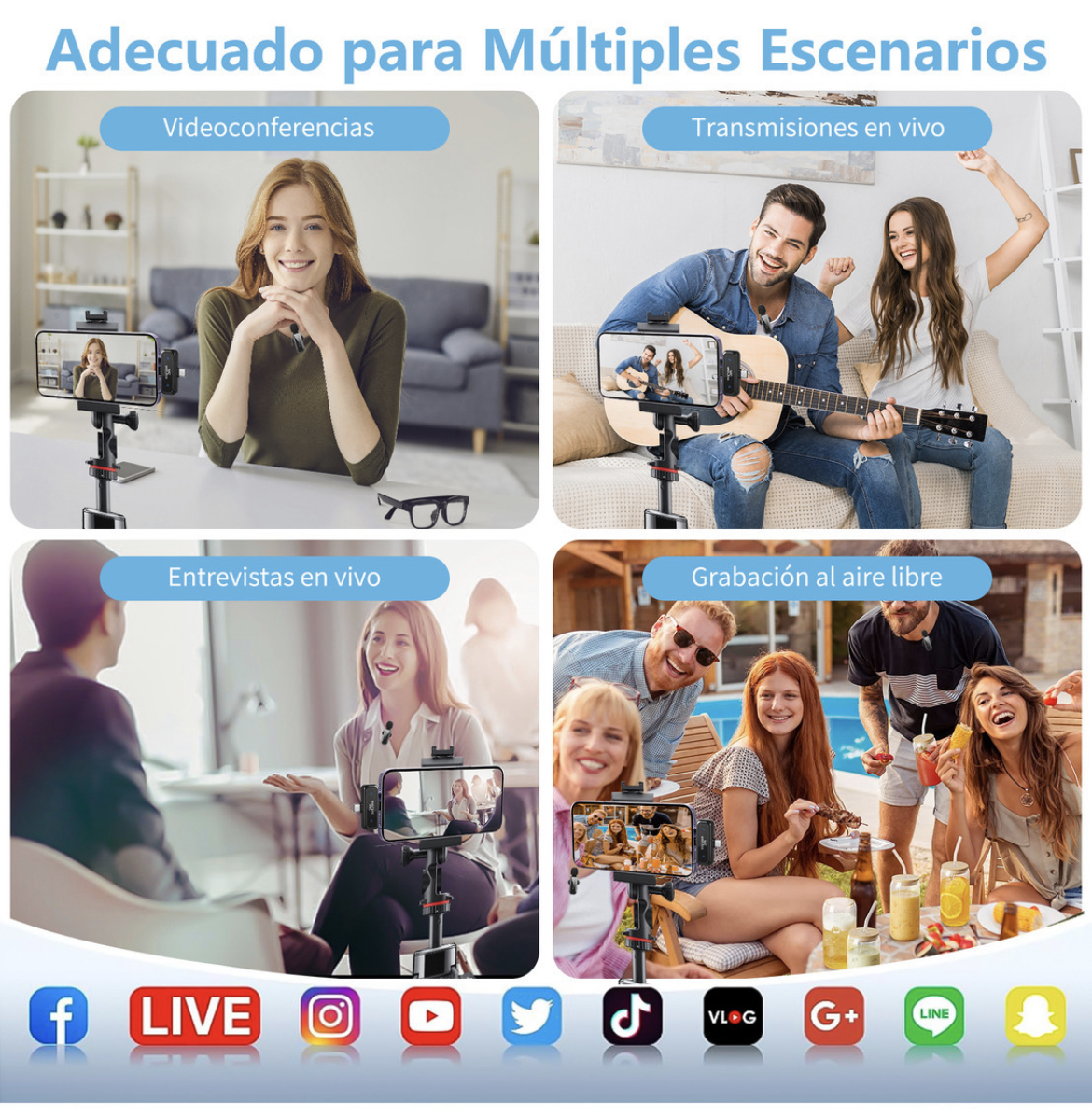 2pcs Micrófonos Vidabee Lavalier Inalámbrico Para iPhone iPad Android Micrófono De Grabación 