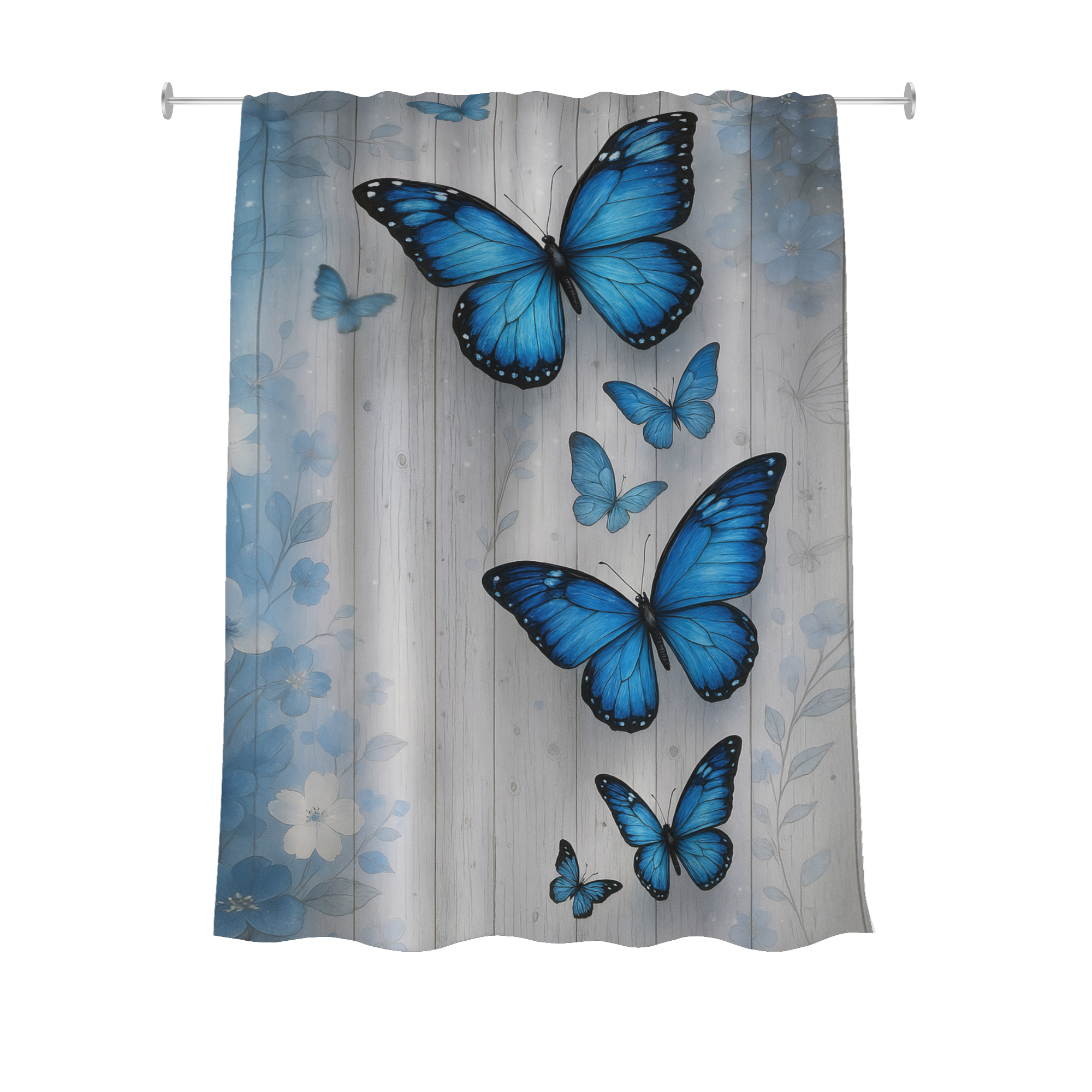 Cortina de Baño Impermeable Grande con Diseño de Mariposas Azules para Regadera