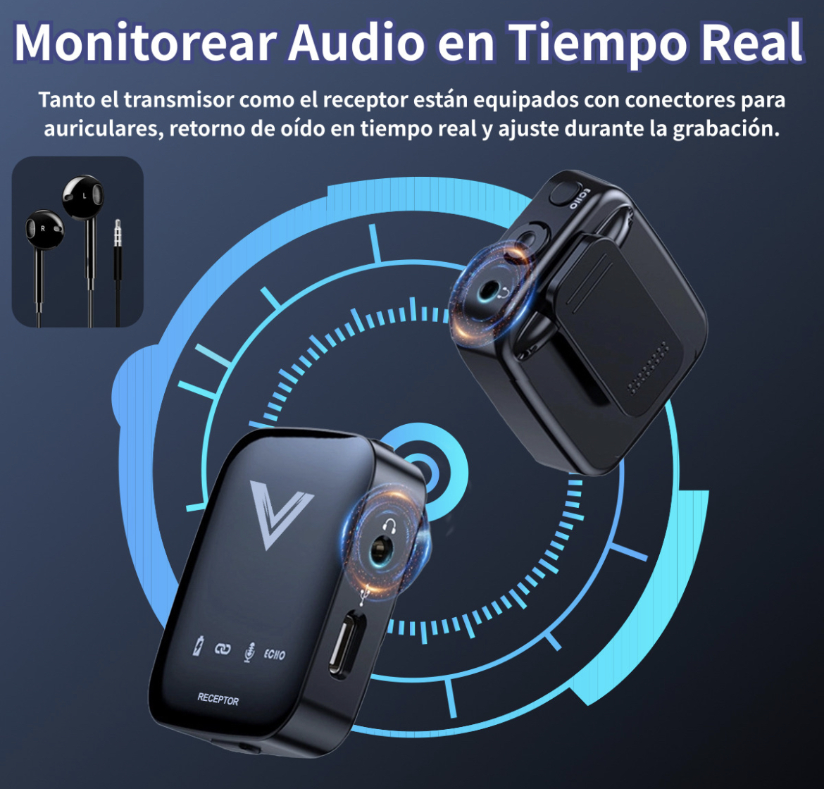 Micrófono Inalámbrico Profesional de Lavalier Solapa Para Iphone Android Celular Cámara Pc Gamer Micrófono Condensador Reducción De Ruido Con Batería de Gran Capacidad