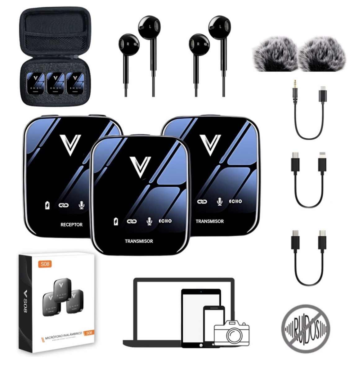 Micrófono Inalámbrico Profesional de Lavalier Solapa Para Iphone Android Celular Cámara Pc Gamer Micrófono Condensador Reducción De Ruido Con Batería de Gran Capacidad