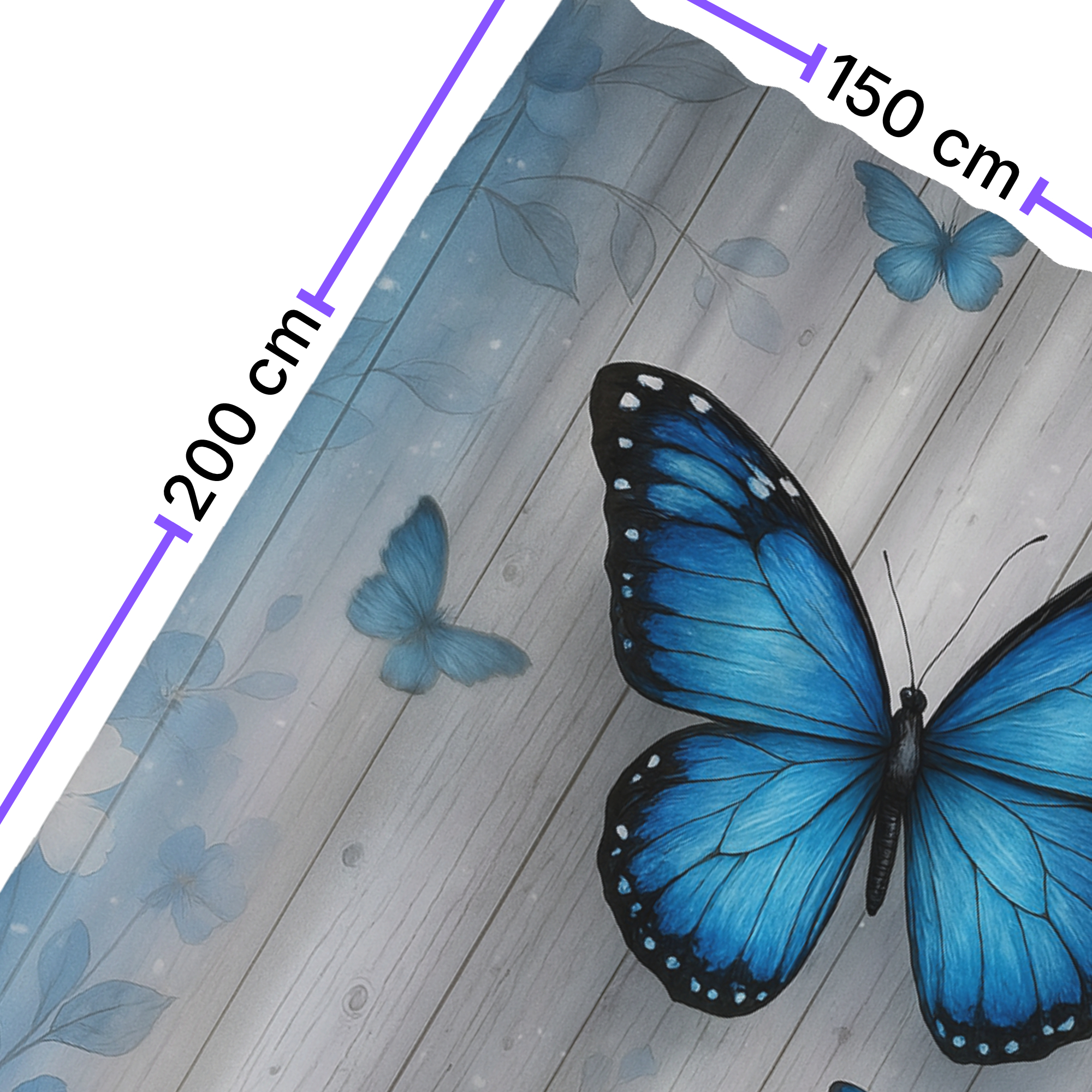 Cortina de Baño Impermeable Grande con Diseño de Mariposas Azules para Regadera