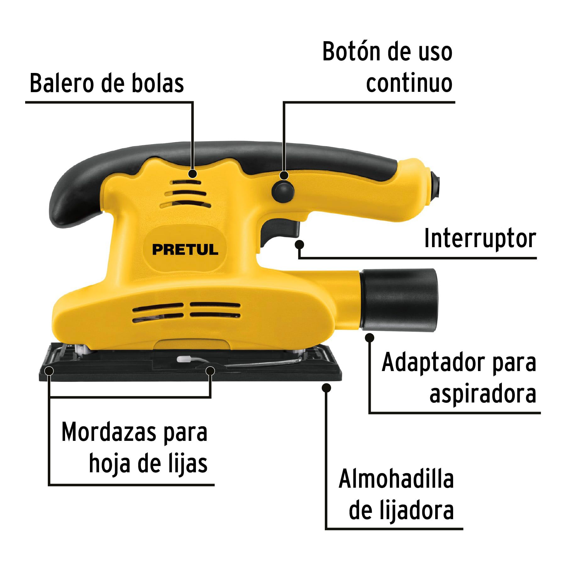 Lijadora orbital, 1/3 hoja, 150 W, Pretul -Incluye Lija y Adaptador para aspiradora LIOR-1/3P3 PRETUL