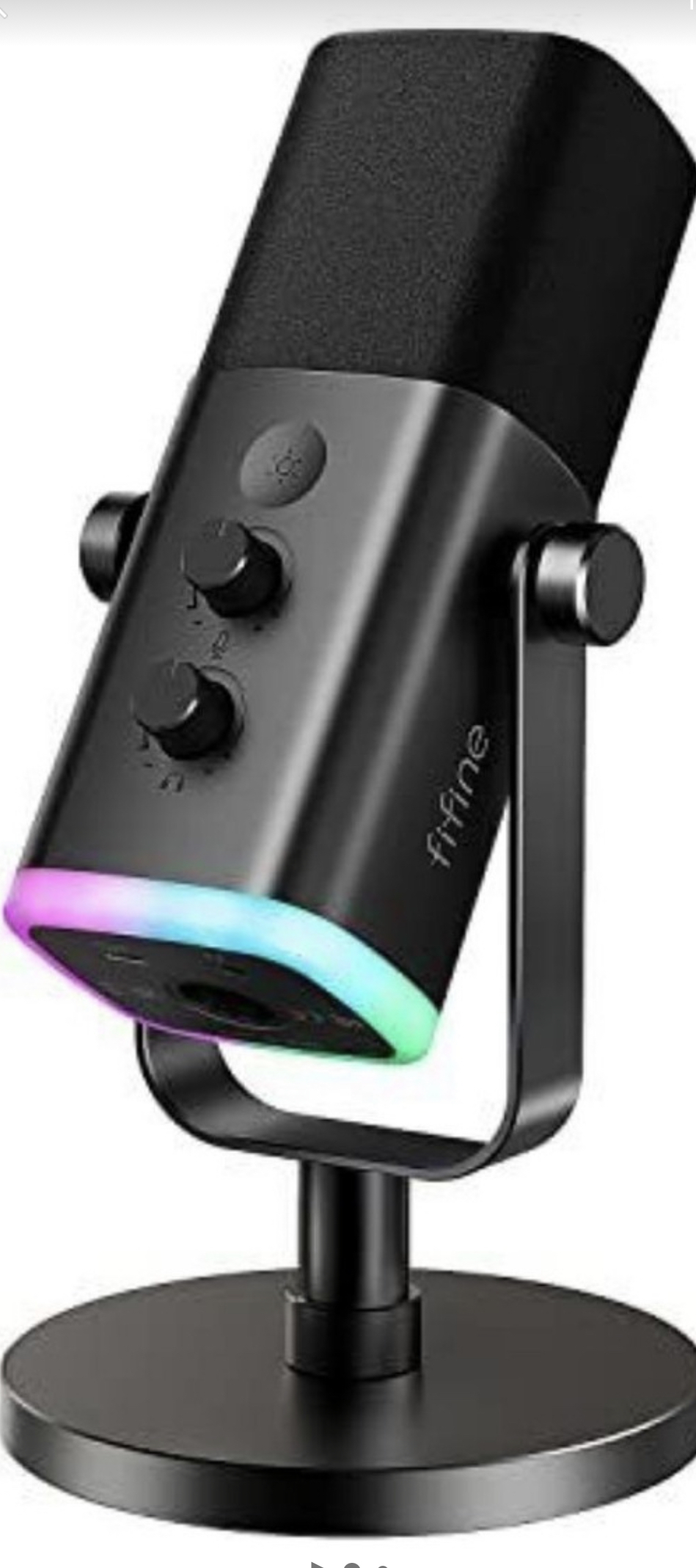Micrófono dinámico Gamer Fifine Ampligame Am8 Xlr Rgb, color negro