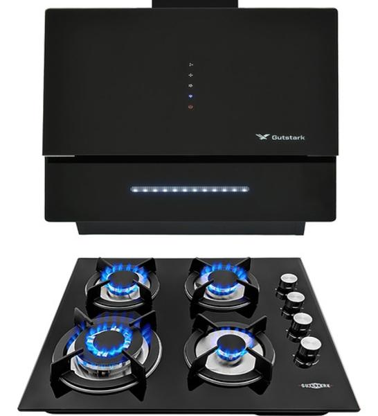 Combo Campana Extractor Plegable Parrilla Cristal 4 Quemadores Gutstark Home
