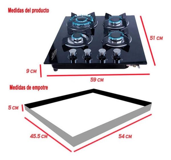 Combo Campana Extractor Plegable Parrilla Cristal 4 Quemadores Gutstark Home