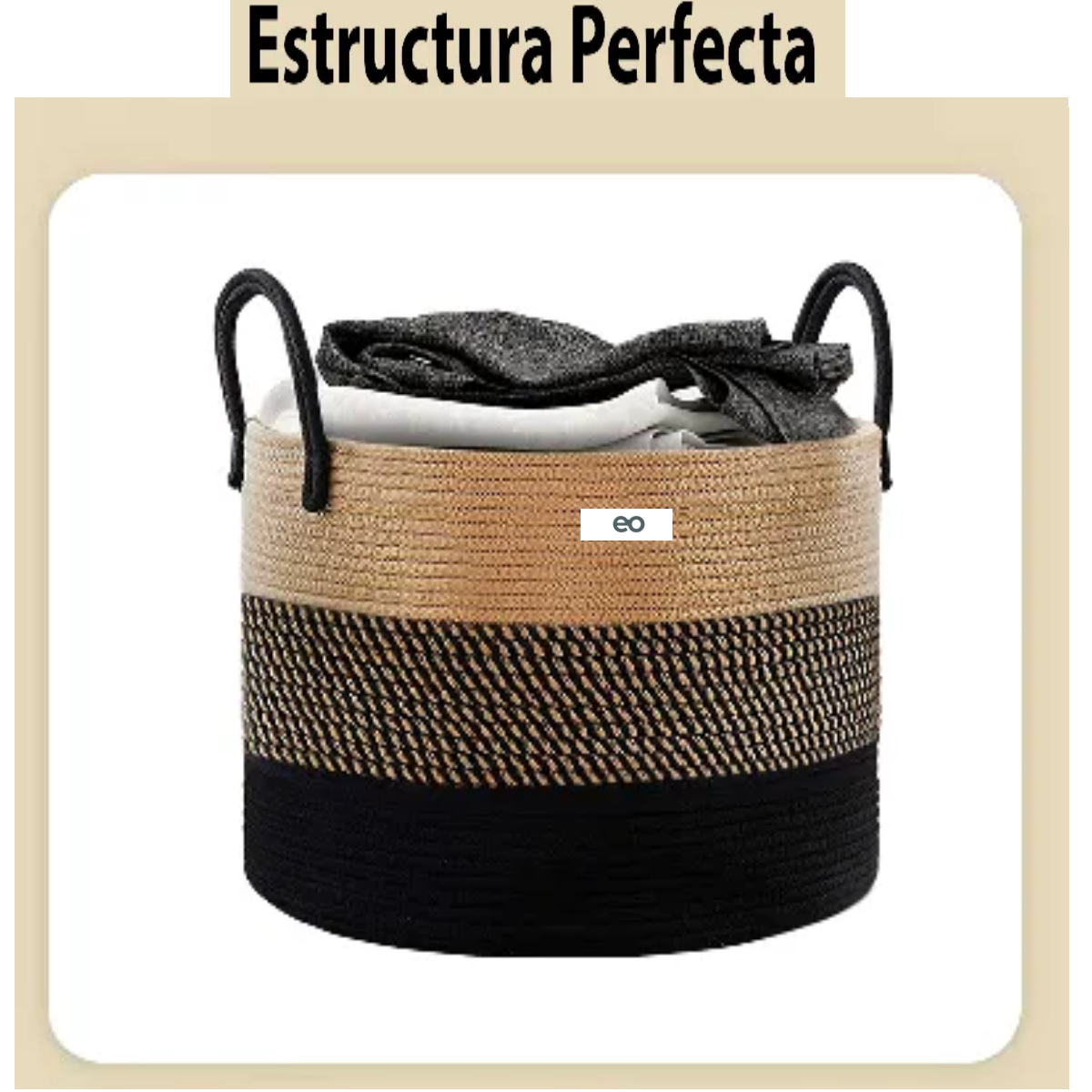 Cesto Extra Grande Para Ropa Sucia de Cuerda Tejida