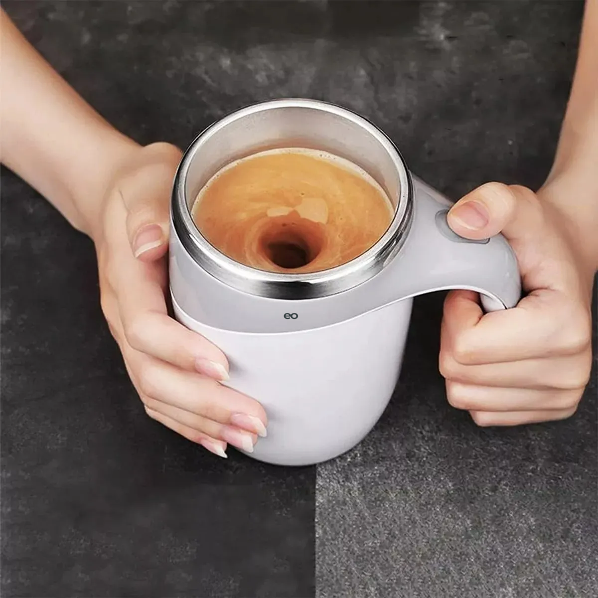 Taza Mezcladora Automática Agitador Bebidas Termo Acero,gris