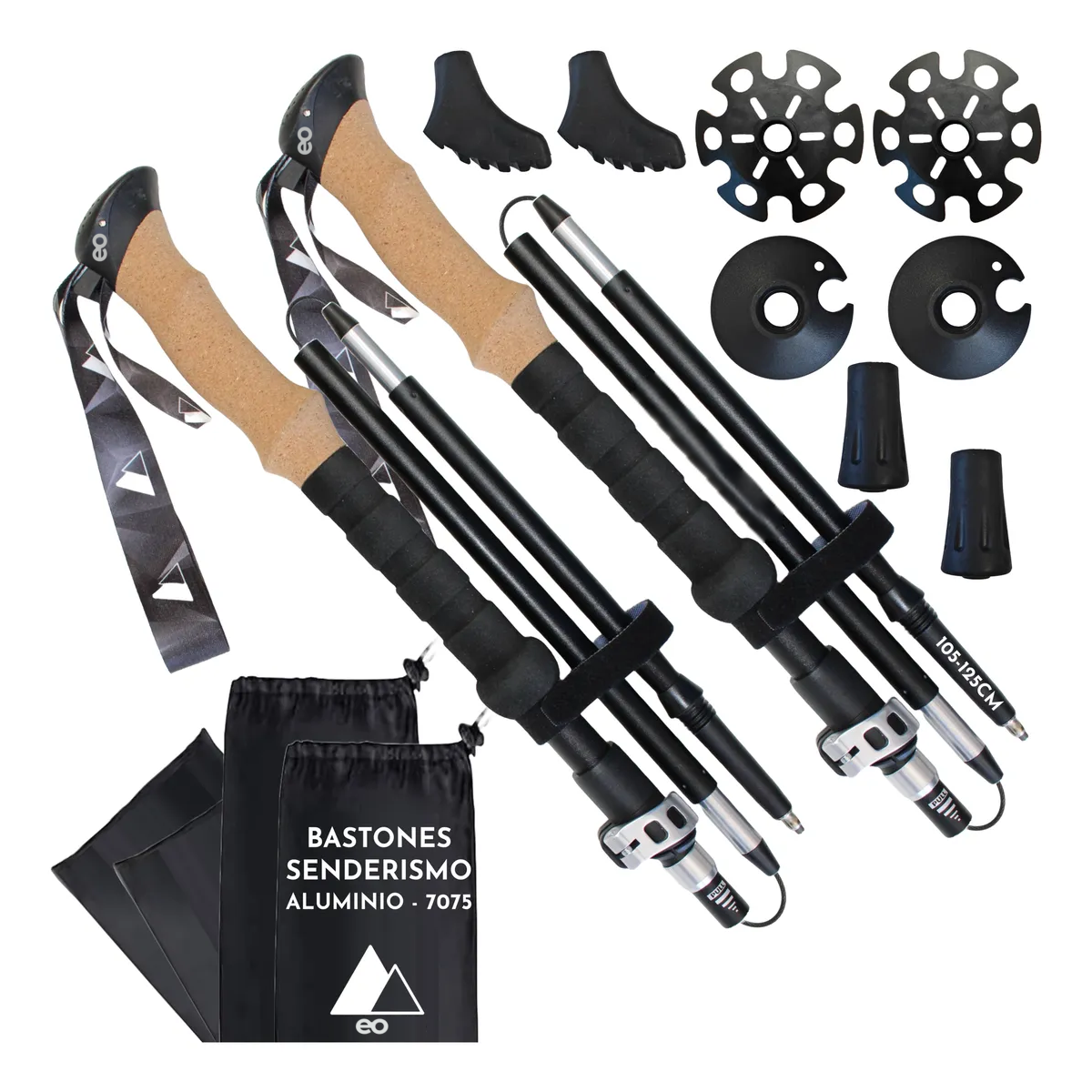 Bastones Senderismo Ajustables Aluminio Plegables 2 Pzas. Mango EVA
