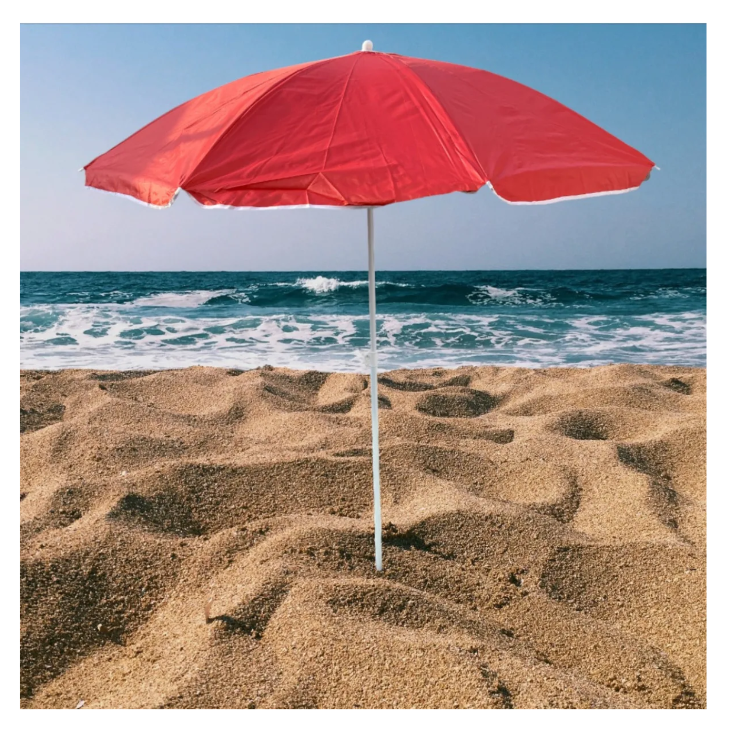 Sombrilla De Playa Jardín Con Funda De 1.6m Diámetro Sol Uv