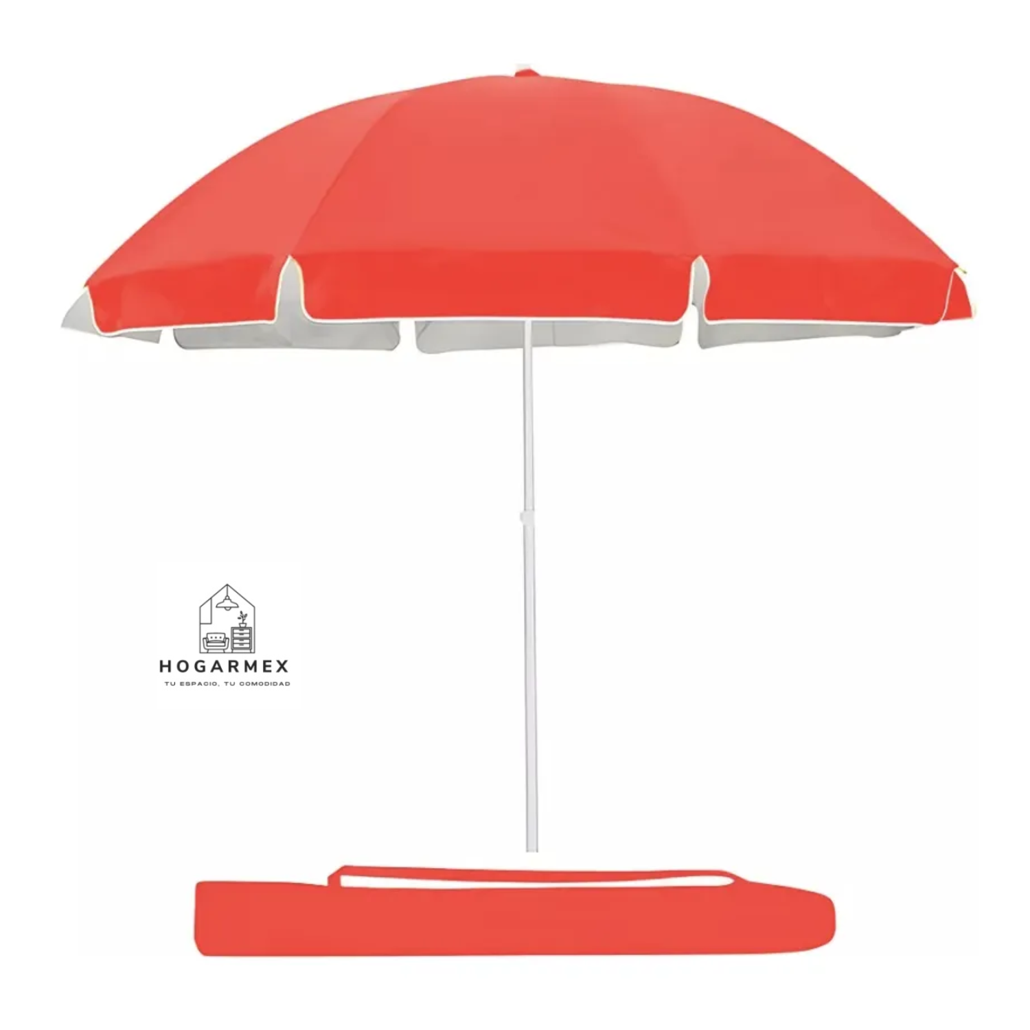 Sombrilla De Playa Jardín Con Funda De 1.6m Diámetro Sol Uv