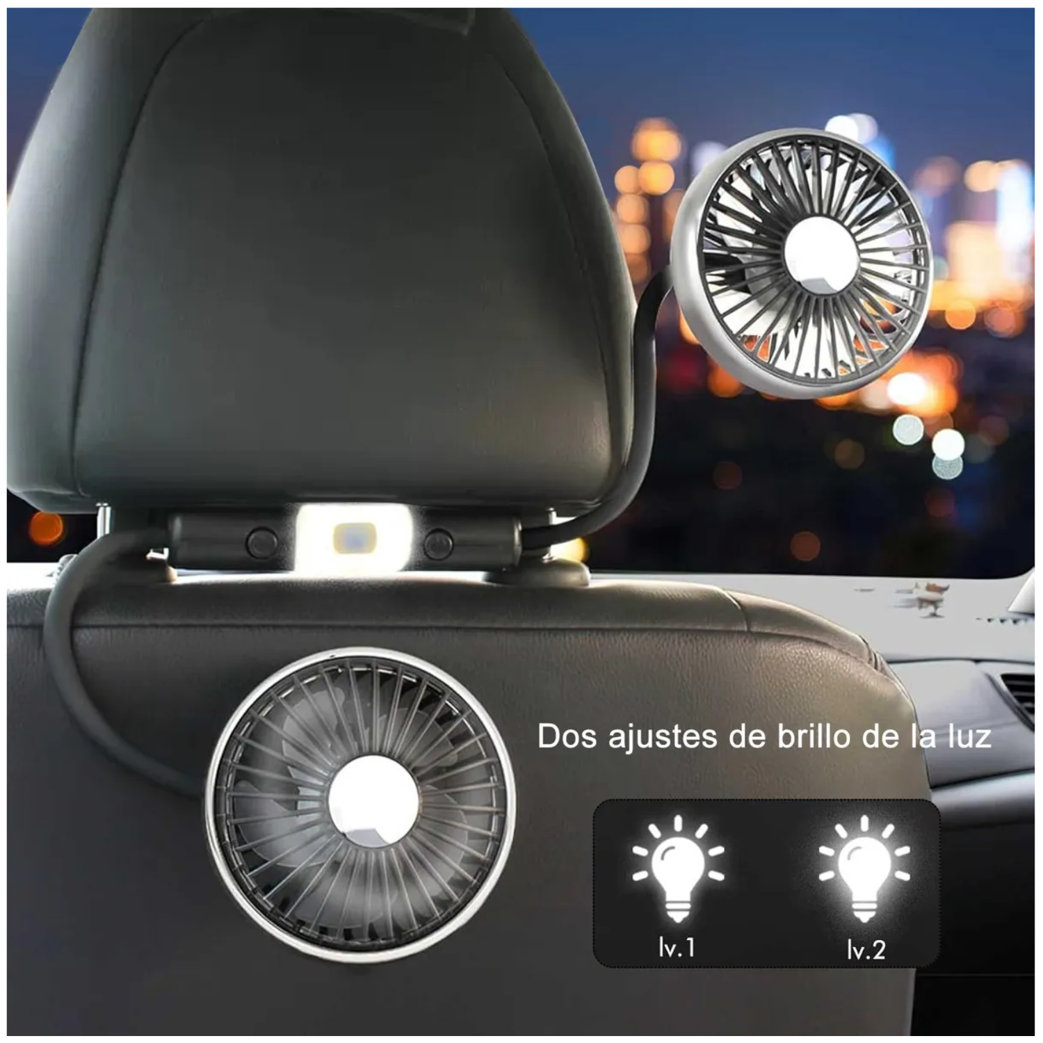Ventilador Para Auto Asiento Trasero De Coche Usb Con Luz
