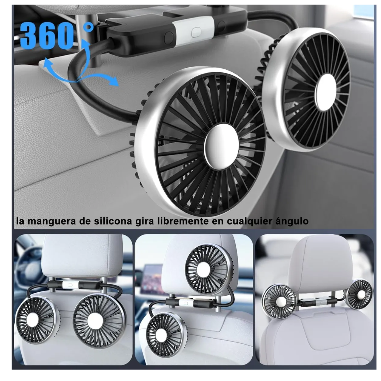 Ventilador Para Auto Asiento Trasero De Coche Usb Con Luz