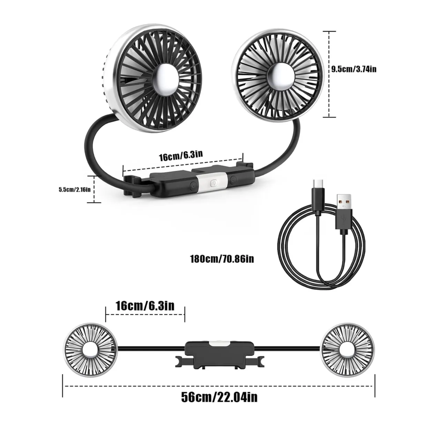 Ventilador Para Auto Asiento Trasero De Coche Usb Con Luz