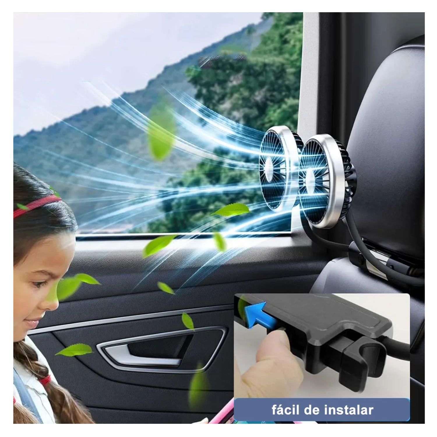 Ventilador Para Auto Asiento Trasero De Coche Usb Con Luz
