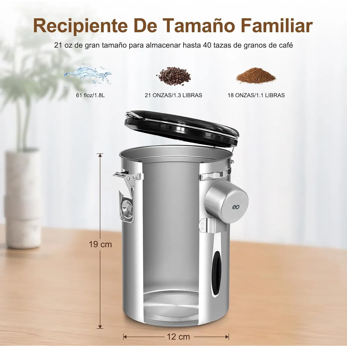 Bote Hermético Para Café, Lata De Café Sellada Plateado
