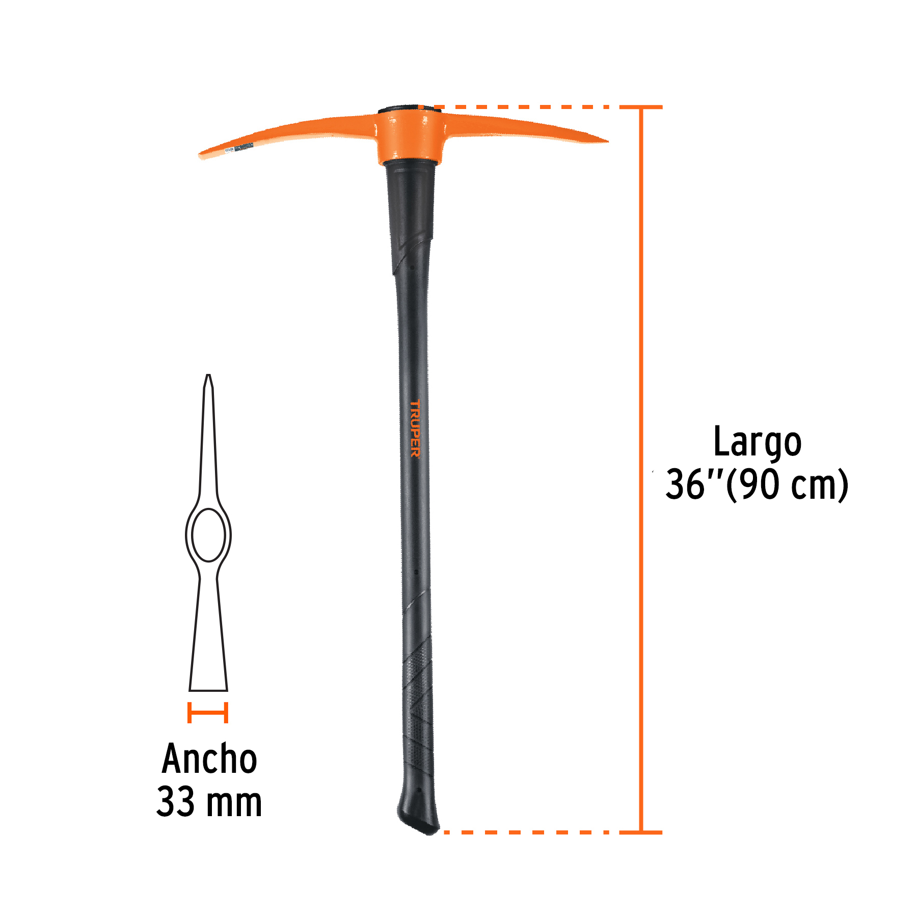 ZAPAPICO 5 LBS MANGO DE FIBRA DE VIDRIO 36" PARA JARDIN TRUPER 