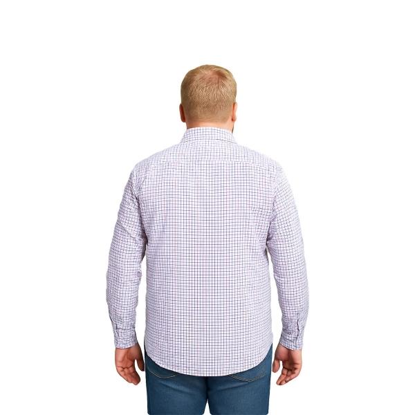 Camisa Big Kong Blanca Cuadros Azul Rojo Hombre Grande Talla 5XL