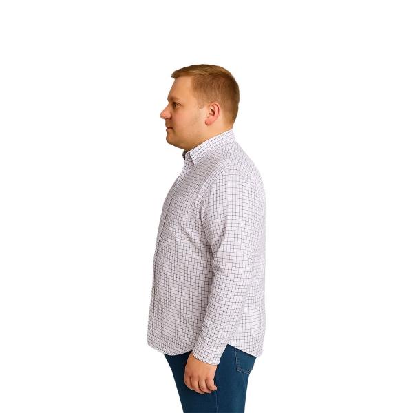 Camisa Big Kong Blanca Cuadros Azul Rojo Hombre Grande Talla 5XL
