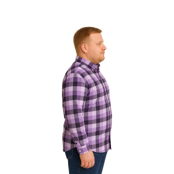 Camisa Big Kong Lila Cuadros Morado Hombre Grande Formal Talla Xl