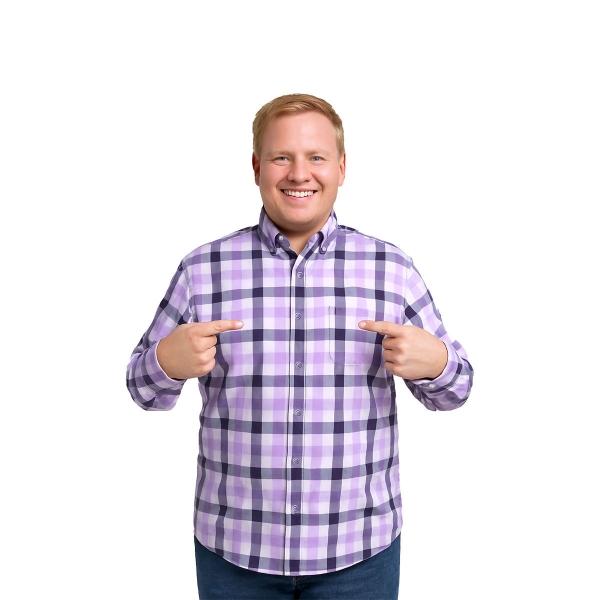 Camisa Big Kong Lila Cuadros Morado Hombre Grande Formal Talla Xl