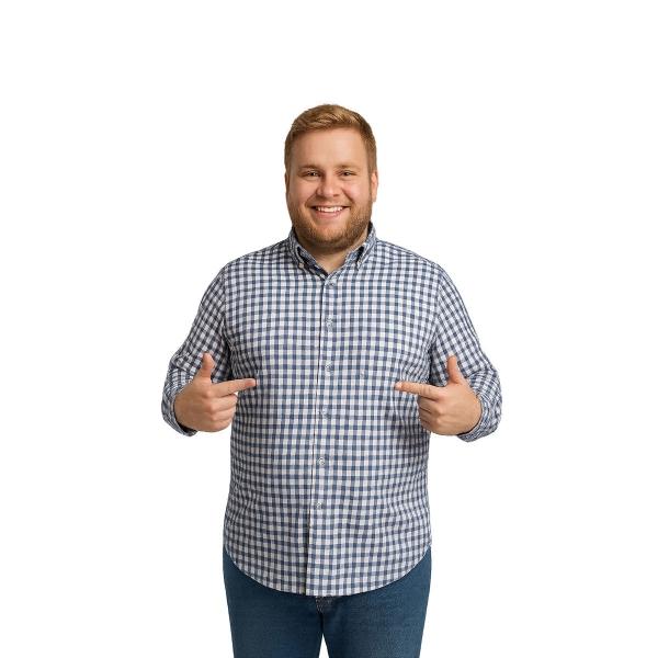 Camisa Big Kong Cuadros Azul Marino Hombre Talla Grande XL