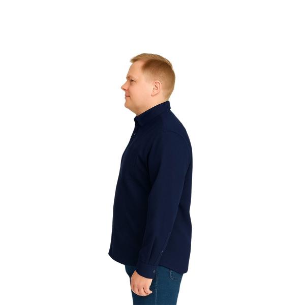 Camisa Big Kong Marino Lisa Hombre Grande Formal Manga Larga Talla 5XL