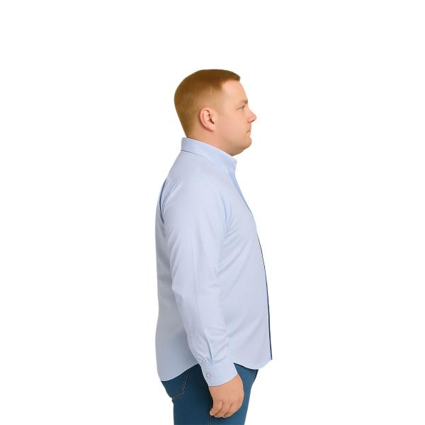 Camisa Hombre Big Kong USA Blanca Mil Rayas Azul Manga Larga Talla XL