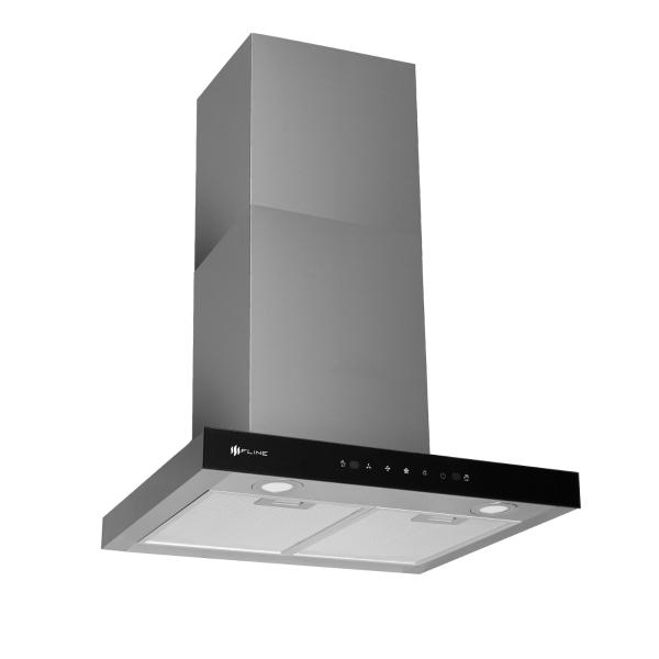 Campana de cocina 90 cm  DE PARED Cristal curvo y color Negro Matte   Controles Touch  3  velocidades  Copenhague 90