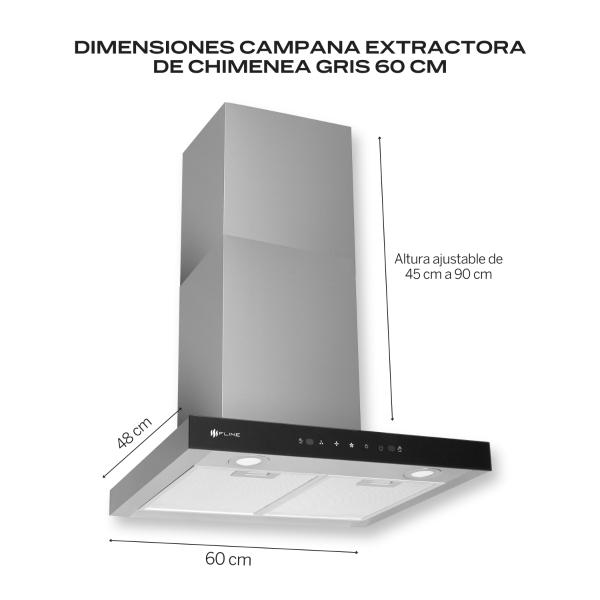 Campana de cocina 76 cm  DE PARED Cristal curvo y color Negro Matte   Controles Touch  3  velocidades  Copenhague 76