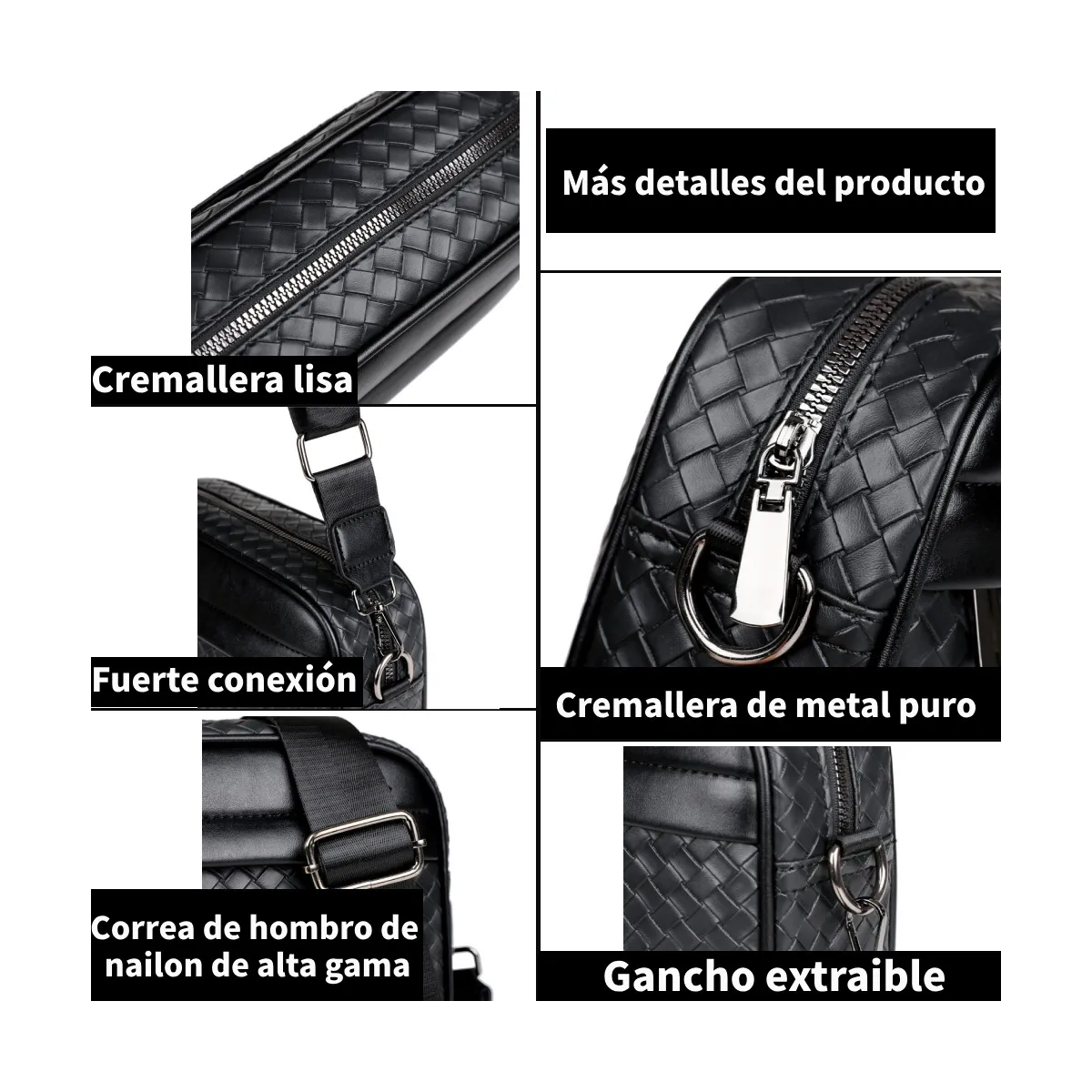 Bolso Bandolera De Hombro De Pu Estampado Tejido Para Hombre