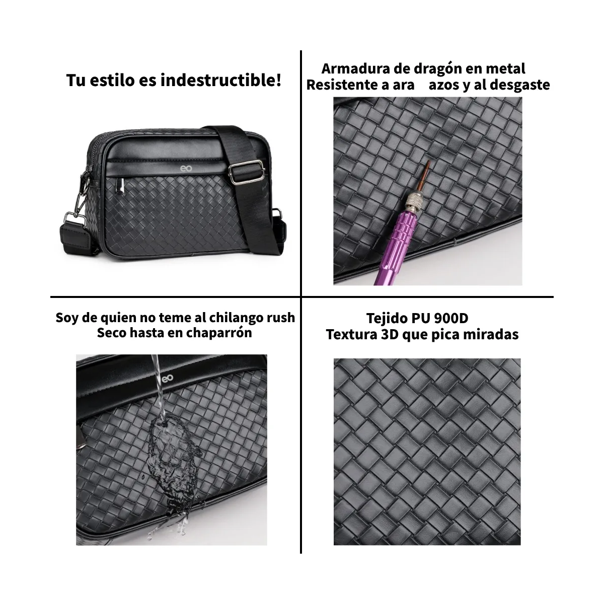 Bolso Bandolera De Hombro De Pu Estampado Tejido Para Hombre